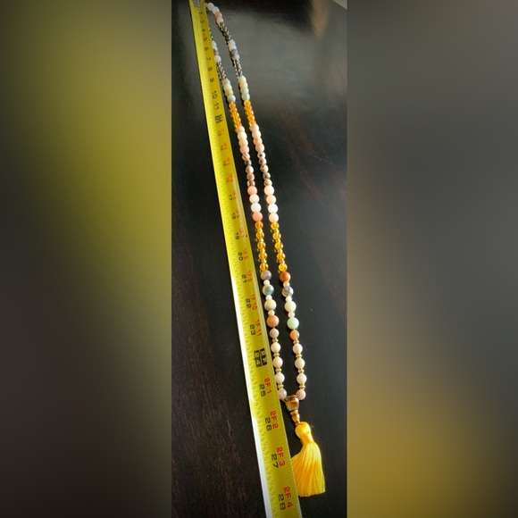 Mala Prayer Bead Necklace 28" with gold silk tassel and tiger eye guru bead - Picture 6 of 6